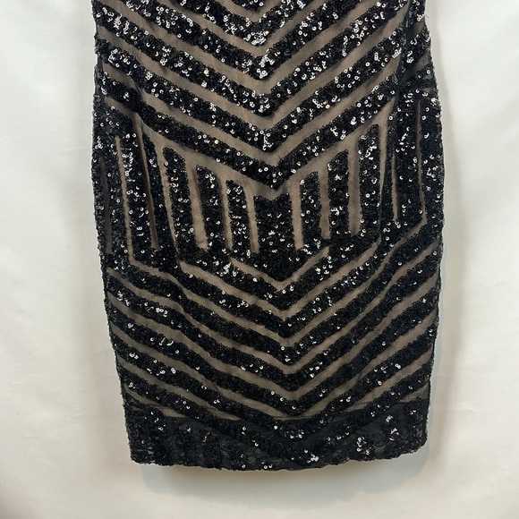 Dress The Population Tabitha Black Sequin Cocktail Party Mini Dress Size S - Picture 8 of 13